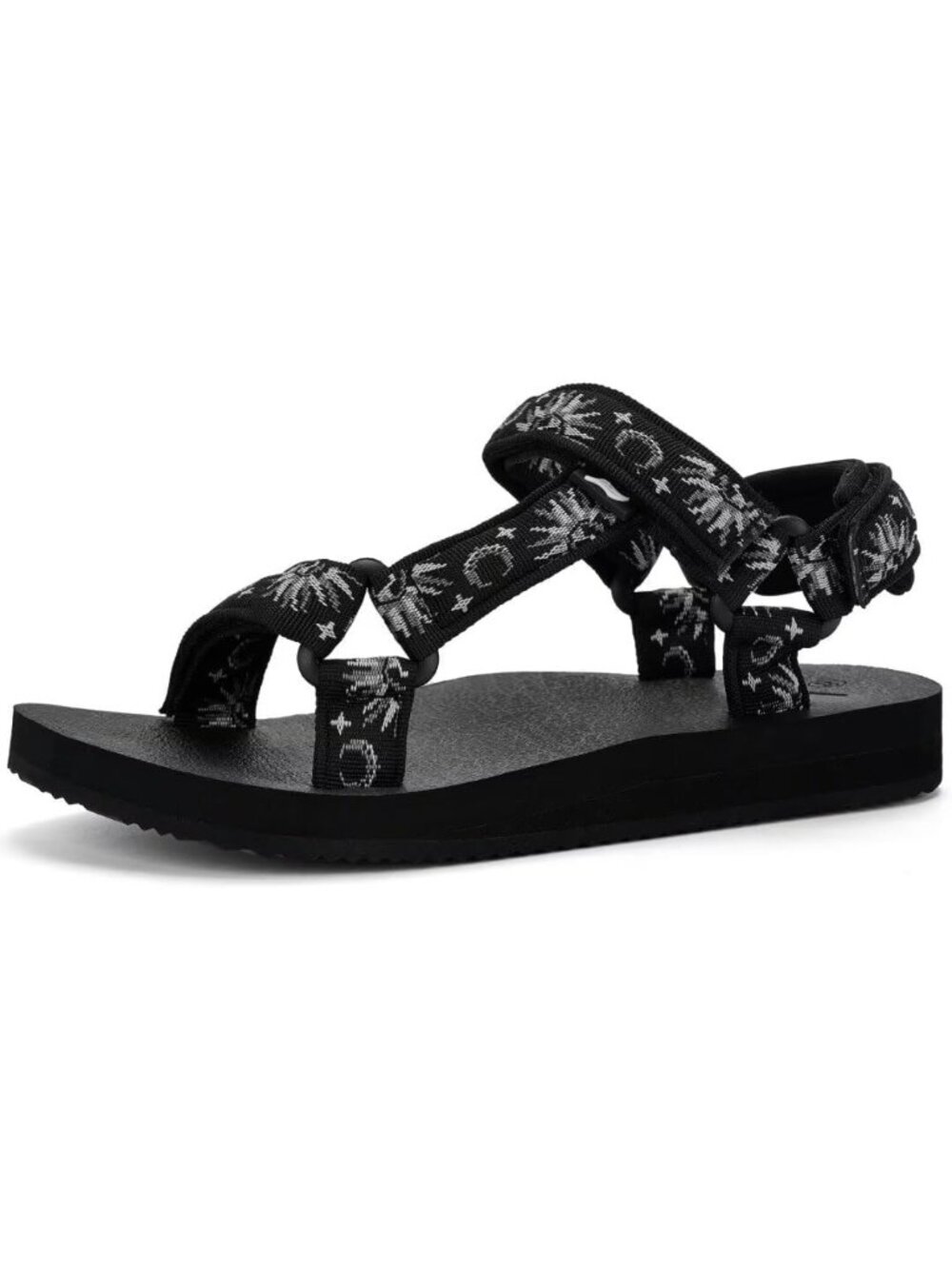 Women's Black Sun Sandals Round Toe Yoga Mat Insole Outdoor Water Shoes
